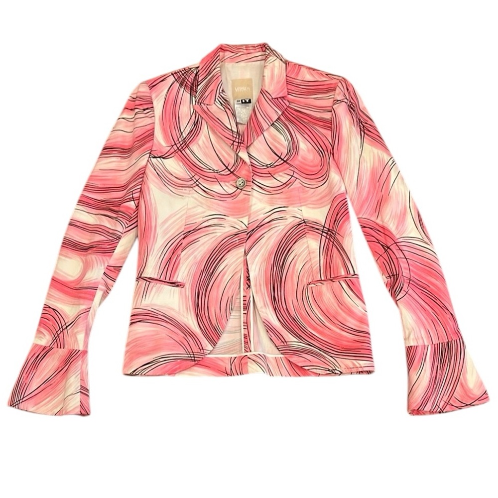 Versace Versus Y2K Vintage 90’s / 2000’s Pink Swirl Abstract Blazer